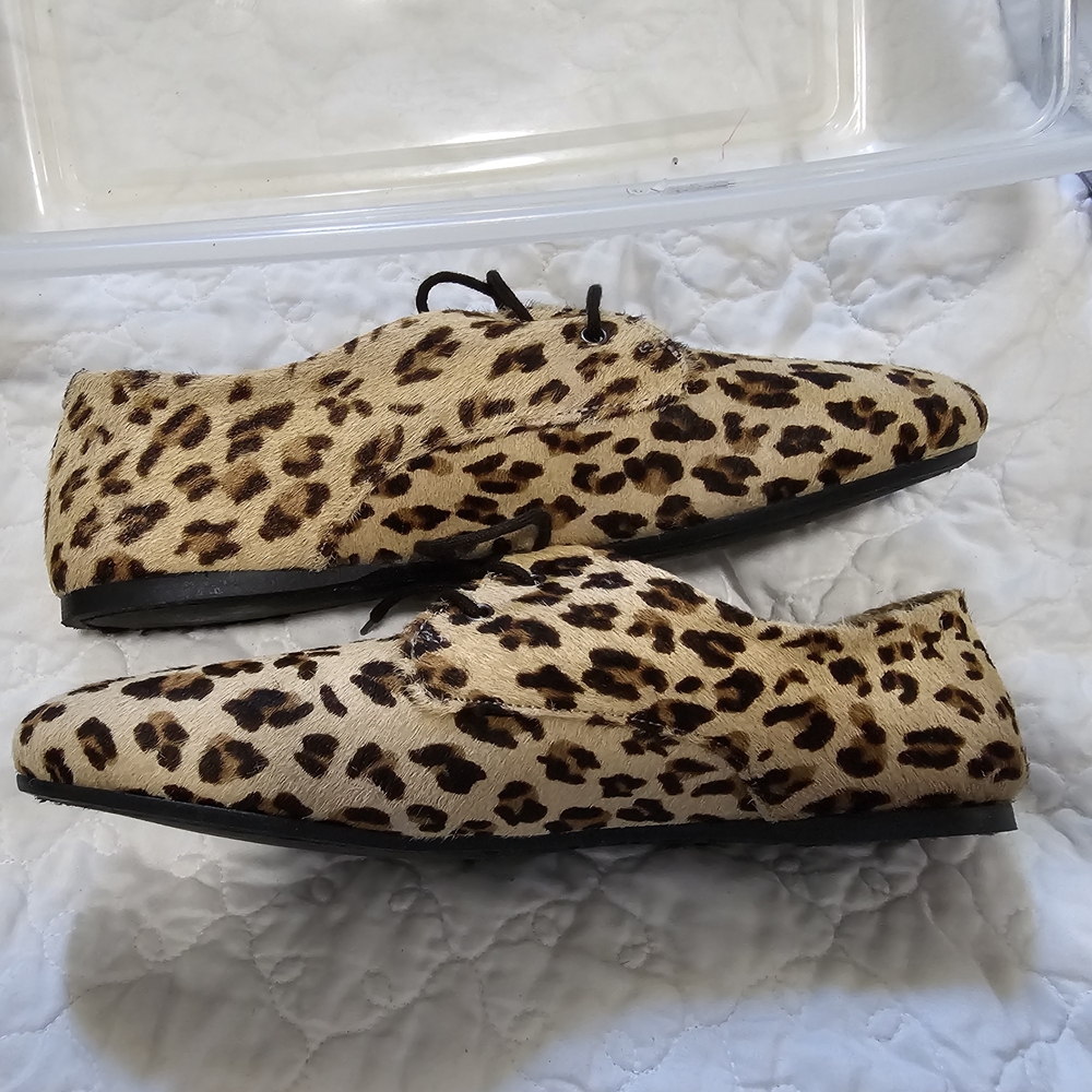 Papanatas Leopard Print Shoes Lace-Up Flats Size 39 - Picture 4 of 11